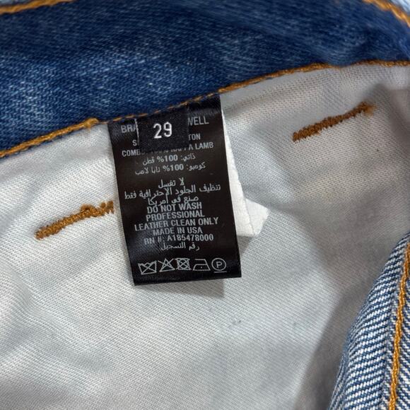 BRANDON MAXWELL The Cortlandt Denim Pant W/ Metallic Leather Combo Size 29 New - Picture 10 of 14